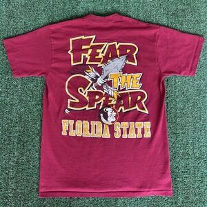 Vintage 90s Men Florida State Seminoles FSU Fear The Spear Garnet T-Shirt Medium